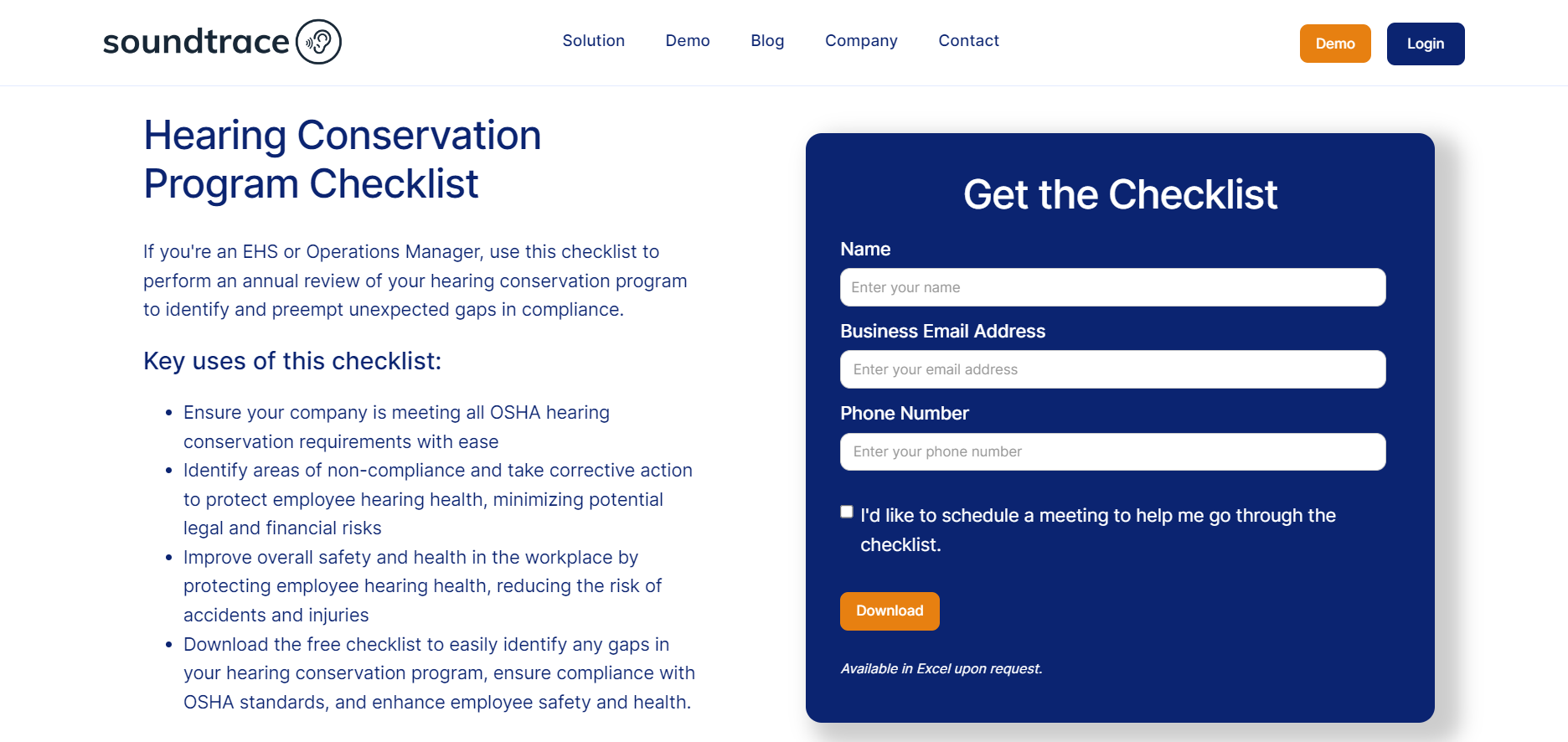 OSHA Hearing Conservation Program Annual Checklist